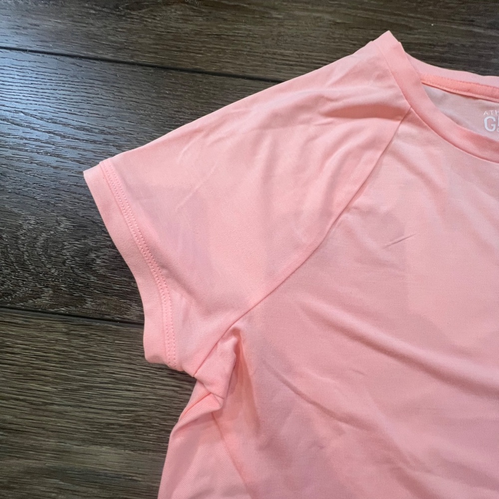 Athleta Girl Home Run Short Sleeve Tee, Knot Front, Creamsicle Orange Size XL/14 - Picture 3 of 12
